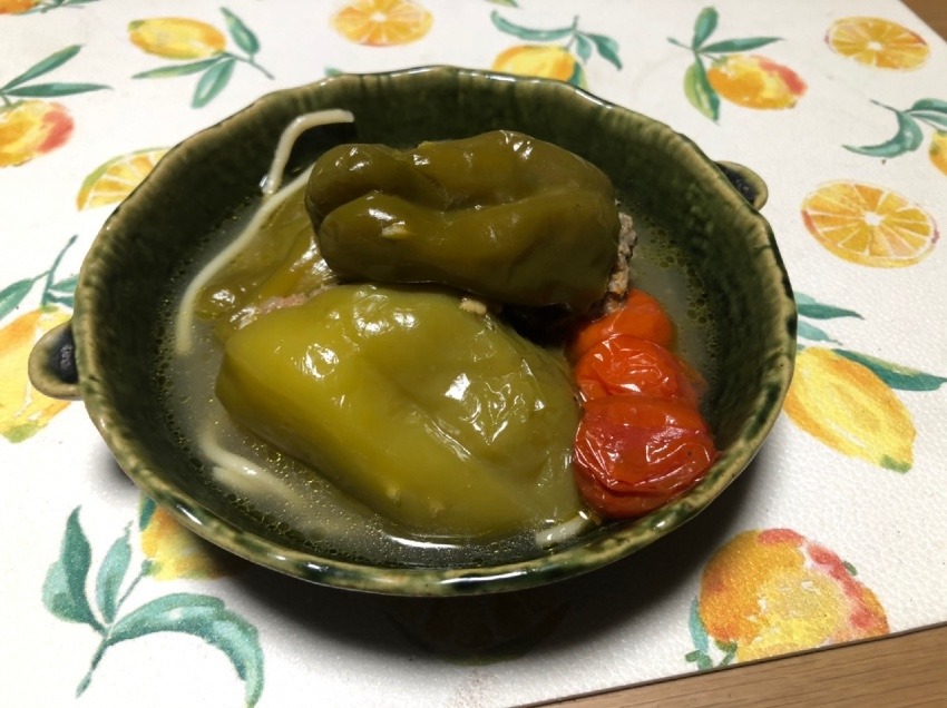 さよなら夏野菜・肉詰めピーマン